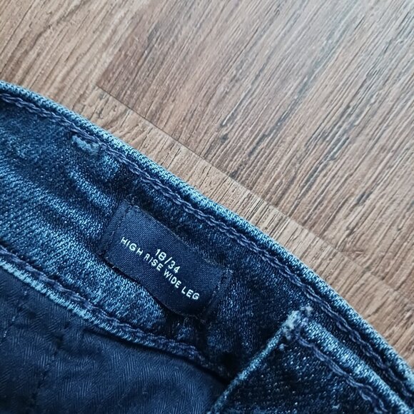 Gap Wide Leg High Rise Ankle Button Fly Denim Jeans Size 18 - 38 x 26 - Picture 3 of 5